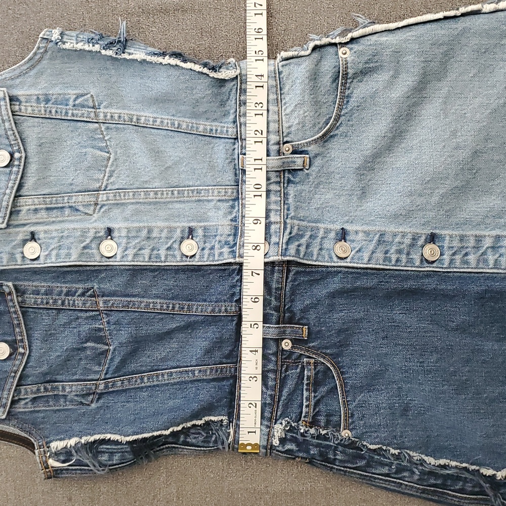 HUDSON DIY Pieced Two-Toned Distressed Button Down Sleeveless Denim Dress SIZE:M - Picture 12 of 16